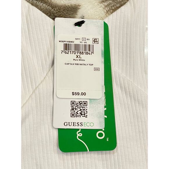 NWT Guess Eco White Nataly Rib Knit Top Size Xl - Picture 8 of 8